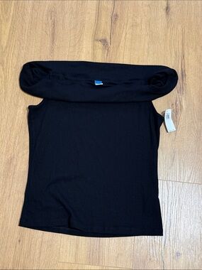 Old Navy Black Off-Shoulder Ribbed Knit Top